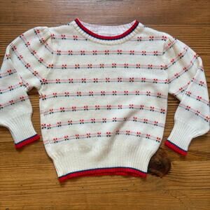 Just 4 Kids vintage 90s white colorful striped crew sweater SIZE 2T